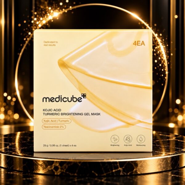 Medicube – Kojic Acid Turmeric Brightening Gel Mask, 1 Box, 4 sheets